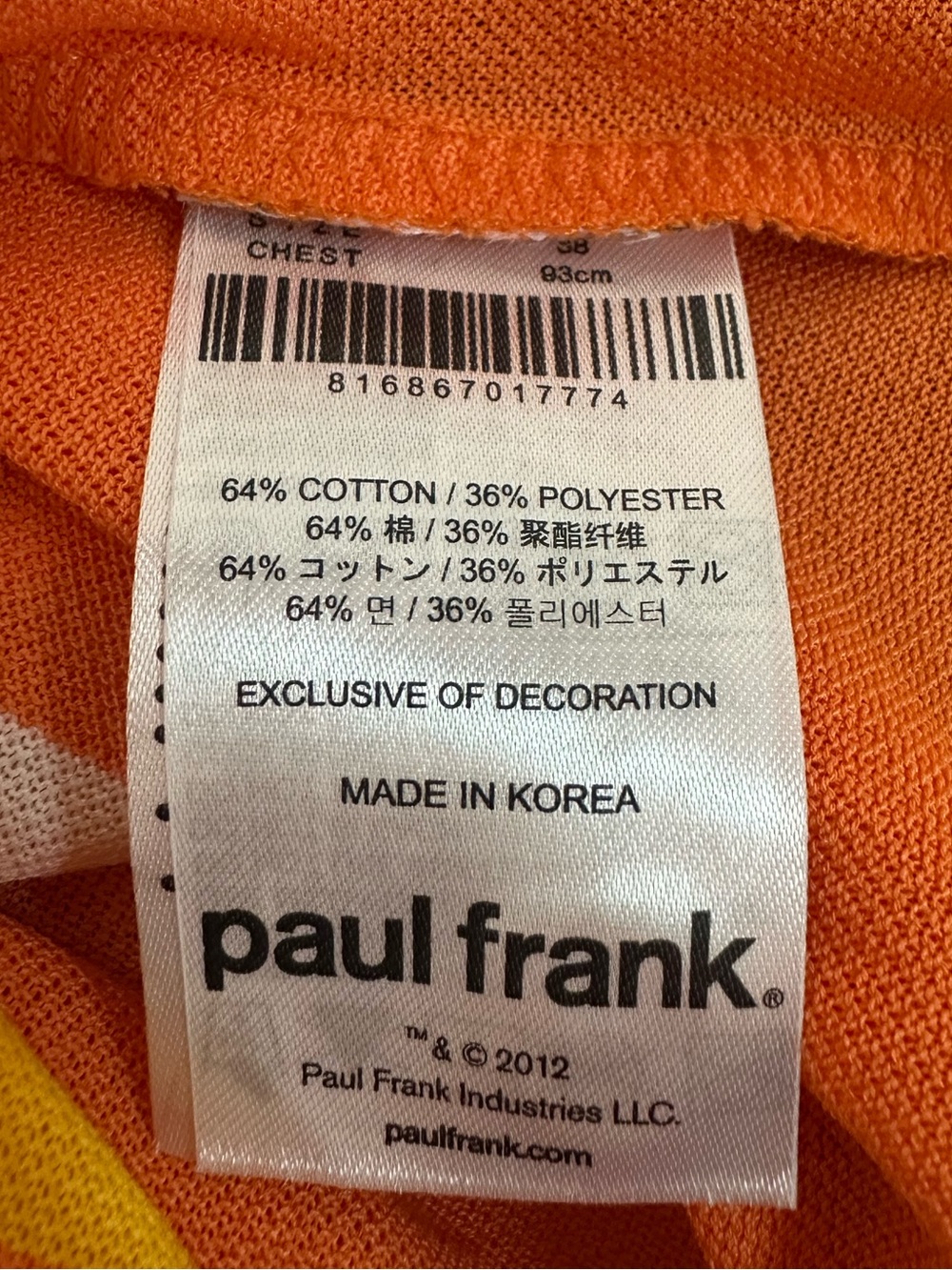 Paul Frank Julius Golf Polo Shirt Women’s S Orange Yellow Striped Size 38 - Picture 6 of 7
